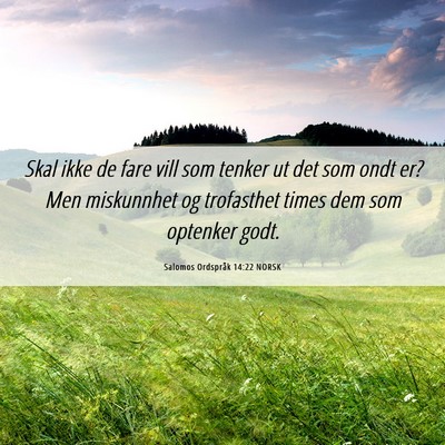 Picture 06 - Salomos Ordspråk 14:22 NORSK - Skal ikke de fare vill som tenker ut det som ondt - Bible Verse Picture