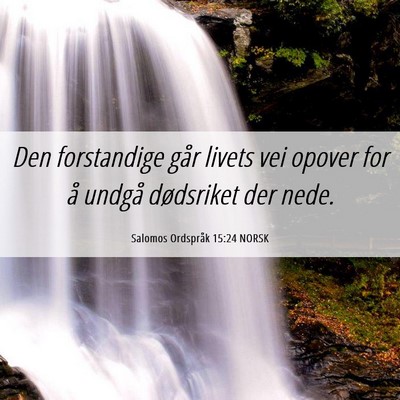 Picture 06 - Salomos Ordspråk 15:24 NORSK - Den forstandige går livets vei opover for å - Bible Verse Picture