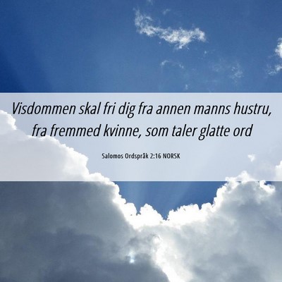 Picture 06 - Salomos Ordspråk 2:16 NORSK - Visdommen skal fri dig fra annen manns hustru, - Bible Verse Picture