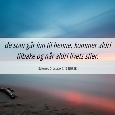 Picture 06 - Salomos Ordspråk 2:19 NORSK - de som går inn til henne, kommer aldri tilbake - Bible Verse Picture