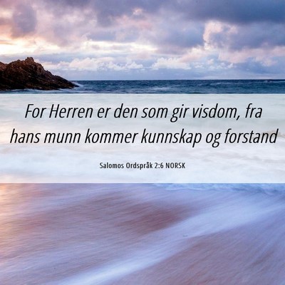 Picture 06 - Salomos Ordspråk 2:6 NORSK - For Herren er den som gir visdom, fra hans munn - Bible Verse Picture