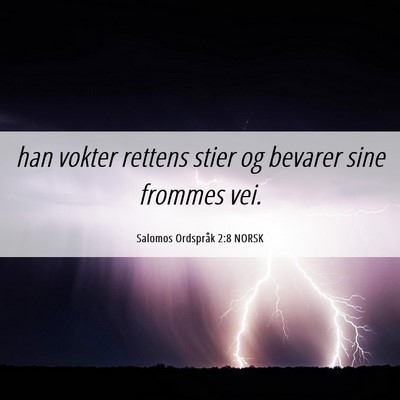 Picture 06 - Salomos Ordspråk 2:8 NORSK - han vokter rettens stier og bevarer sine frommes - Bible Verse Picture