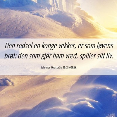 Picture 06 - Salomos Ordspråk 20:2 NORSK - Den redsel en konge vekker, er som løvens brøl; - Bible Verse Picture