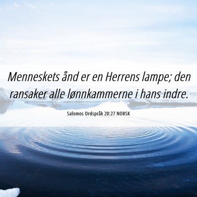 Picture 06 - Salomos Ordspråk 20:27 NORSK - Menneskets ånd er en Herrens lampe; den ransaker - Bible Verse Picture