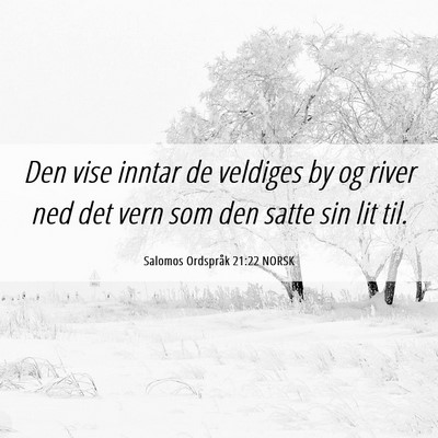 Picture 06 - Salomos Ordspråk 21:22 NORSK - Den vise inntar de veldiges by og river ned det - Bible Verse Picture