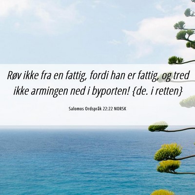 Picture 06 - Salomos Ordspråk 22:22 NORSK - Røv ikke fra en fattig, fordi han er fattig, og - Bible Verse Picture