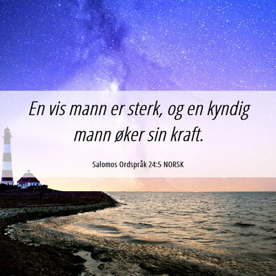 Picture 06 - Salomos Ordspråk 24:5 NORSK - En vis mann er sterk, og en kyndig mann øker sin - Bible Verse Picture