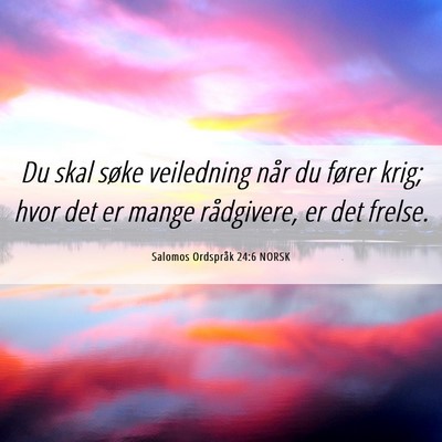 Picture 06 - Salomos Ordspråk 24:6 NORSK - Du skal søke veiledning når du fører krig; - Bible Verse Picture