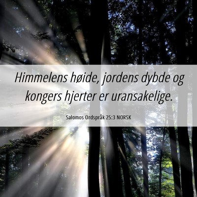 Picture 06 - Salomos Ordspråk 25:3 NORSK - Himmelens høide, jordens dybde og kongers - Bible Verse Picture