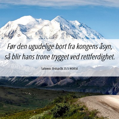 Picture 06 - Salomos Ordspråk 25:5 NORSK - Før den ugudelige bort fra kongens åsyn, så - Bible Verse Picture