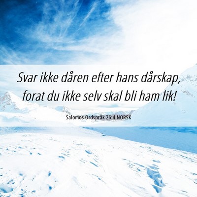 Picture 06 - Salomos Ordspråk 26:4 NORSK - Svar ikke dåren efter hans dårskap, forat du - Bible Verse Picture