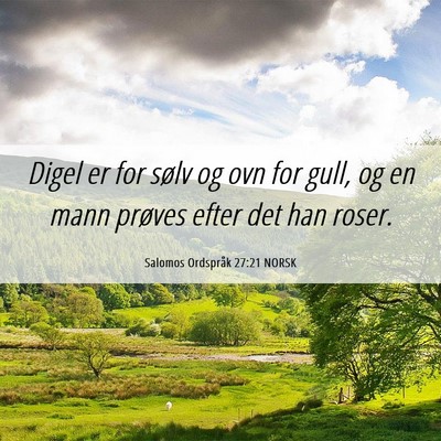 Picture 06 - Salomos Ordspråk 27:21 NORSK - Digel er for sølv og ovn for gull, og en mann - Bible Verse Picture