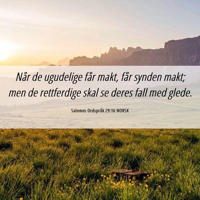Picture 06 - Salomos Ordspråk 29:16 NORSK - Når de ugudelige får makt, får synden makt; - Bible Verse Picture