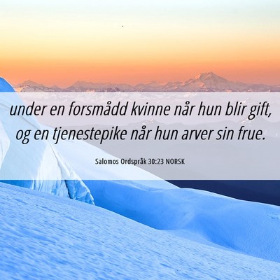 Picture 06 - Salomos Ordspråk 30:23 NORSK - under en forsmådd kvinne når hun blir gift, og - Bible Verse Picture