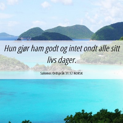 Picture 06 - Salomos Ordspråk 31:12 NORSK - Hun gjør ham godt og intet ondt alle sitt livs - Bible Verse Picture