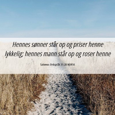 Picture 06 - Salomos Ordspråk 31:28 NORSK - Hennes sønner står op og priser henne lykkelig; - Bible Verse Picture