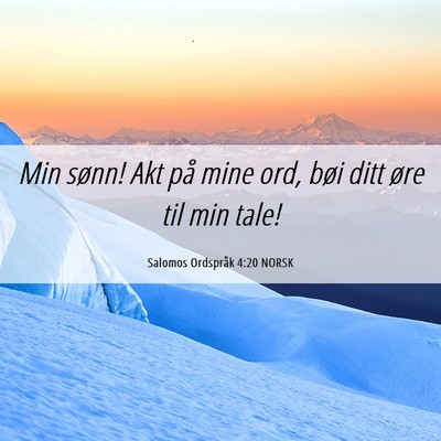 Picture 06 - Salomos Ordspråk 4:20 NORSK - Min sønn! Akt på mine ord, bøi ditt øre til - Bible Verse Picture