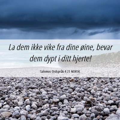 Picture 06 - Salomos Ordspråk 4:21 NORSK - La dem ikke vike fra dine øine, bevar dem dypt i - Bible Verse Picture
