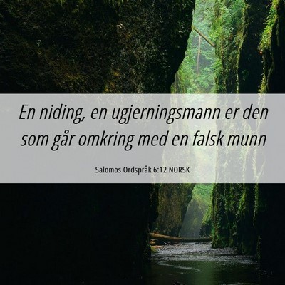 Picture 06 - Salomos Ordspråk 6:12 NORSK - En niding, en ugjerningsmann er den som går - Bible Verse Picture