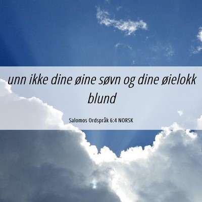 Picture 06 - Salomos Ordspråk 6:4 NORSK - unn ikke dine øine søvn og dine øielokk - Bible Verse Picture