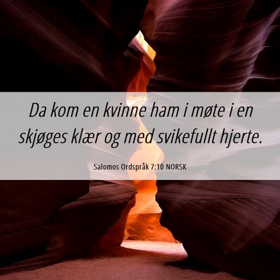 Picture 06 - Salomos Ordspråk 7:10 NORSK - Da kom en kvinne ham i møte i en skjøges klær - Bible Verse Picture