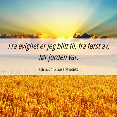 Picture 06 - Salomos Ordspråk 8:23 NORSK - Fra evighet er jeg blitt til, fra først av, før - Bible Verse Picture