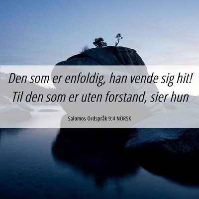 Picture 06 - Salomos Ordspråk 9:4 NORSK - Den som er enfoldig, han vende sig hit! Til den - Bible Verse Picture