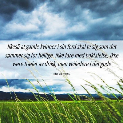 Picture 06 - Titus 2:3 NORSK - likeså at gamle kvinner i sin ferd skal te sig - Bible Verse Picture