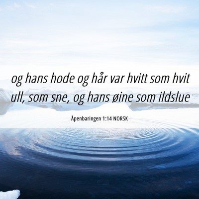 Picture 06 - Åpenbaringen 1:14 NORSK - og hans hode og hår var hvitt som hvit ull, som - Bible Verse Picture