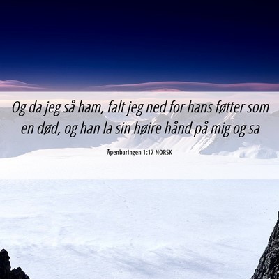 Picture 06 - Åpenbaringen 1:17 NORSK - Og da jeg så ham, falt jeg ned for hans føtter - Bible Verse Picture