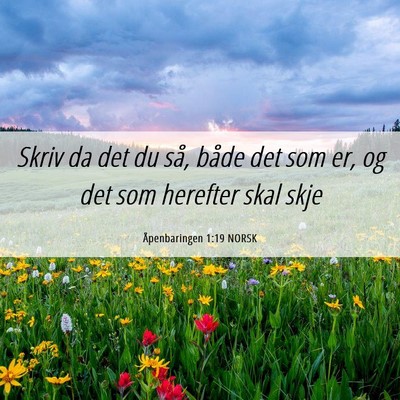 Picture 06 - Åpenbaringen 1:19 NORSK - Skriv da det du så, både det som er, og det som - Bible Verse Picture