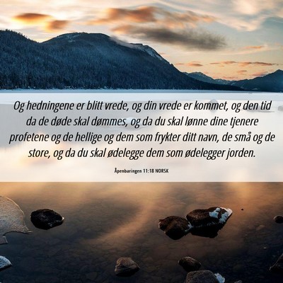 Picture 06 - Åpenbaringen 11:18 NORSK - Og hedningene er blitt vrede, og din vrede er - Bible Verse Picture