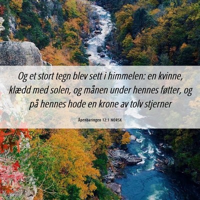 Picture 06 - Åpenbaringen 12:1 NORSK - Og et stort tegn blev sett i himmelen: en kvinne, - Bible Verse Picture