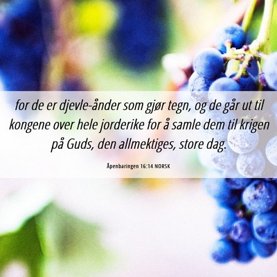 Picture 06 - Åpenbaringen 16:14 NORSK - for de er djevle-ånder som gjør tegn, og de - Bible Verse Picture