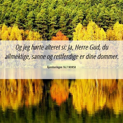 Picture 06 - Åpenbaringen 16:7 NORSK - Og jeg hørte alteret si: Ja, Herre Gud, du - Bible Verse Picture