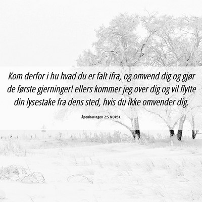 Picture 06 - Åpenbaringen 2:5 NORSK - Kom derfor i hu hvad du er falt ifra, og omvend - Bible Verse Picture