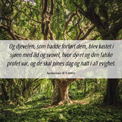 Picture 06 - Åpenbaringen 20:10 NORSK - Og djevelen, som hadde forført dem, blev kastet - Bible Verse Picture