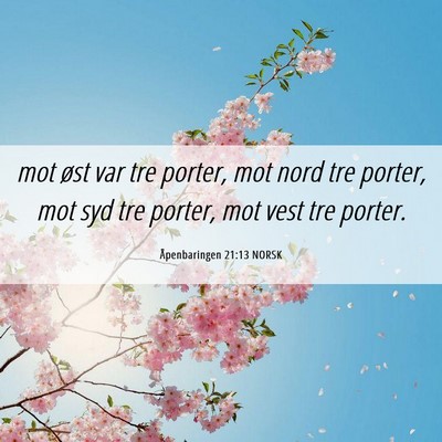 Picture 06 - Åpenbaringen 21:13 NORSK - mot øst var tre porter, mot nord tre porter, mot - Bible Verse Picture