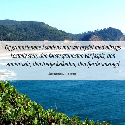 Picture 06 - Åpenbaringen 21:19 NORSK - Og grunnstenene i stadens mur var prydet med - Bible Verse Picture