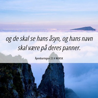 Picture 06 - Åpenbaringen 22:4 NORSK - og de skal se hans åsyn, og hans navn skal være - Bible Verse Picture