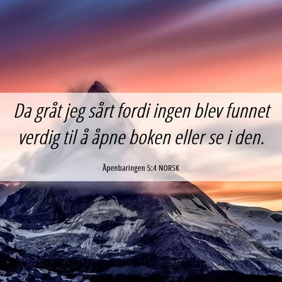 Picture 06 - Åpenbaringen 5:4 NORSK - Da gråt jeg sårt fordi ingen blev funnet verdig - Bible Verse Picture
