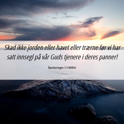 Picture 06 - Åpenbaringen 7:3 NORSK - Skad ikke jorden eller havet eller trærne før - Bible Verse Picture