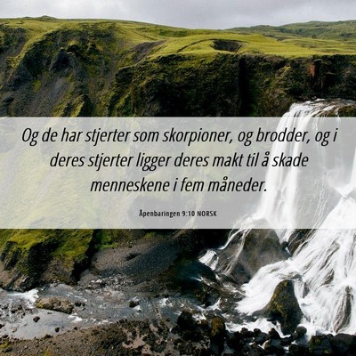 Picture 06 - Åpenbaringen 9:10 NORSK - Og de har stjerter som skorpioner, og brodder, og - Bible Verse Picture