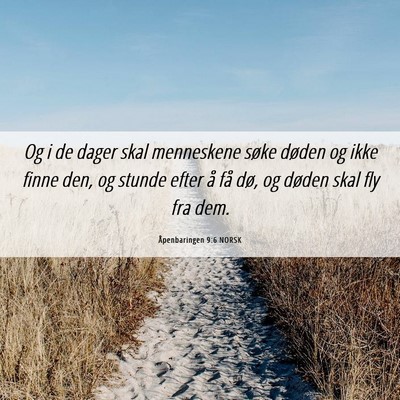 Picture 06 - Åpenbaringen 9:6 NORSK - Og i de dager skal menneskene søke døden og - Bible Verse Picture