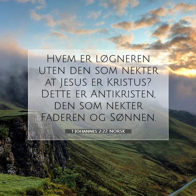Picture 07 - 1 Johannes 2:22 NORSK - Hvem er løgneren uten den som nekter at Jesus er - Bible Verse Picture