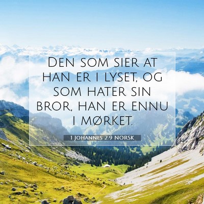 Picture 07 - 1 Johannes 2:9 NORSK - Den som sier at han er i lyset, og som hater sin - Bible Verse Picture