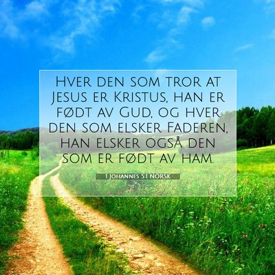 Picture 07 - 1 Johannes 5:1 NORSK - Hver den som tror at Jesus er Kristus, han er - Bible Verse Picture
