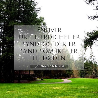 Picture 07 - 1 Johannes 5:17 NORSK - Enhver urettferdighet er synd, og der er synd som - Bible Verse Picture
