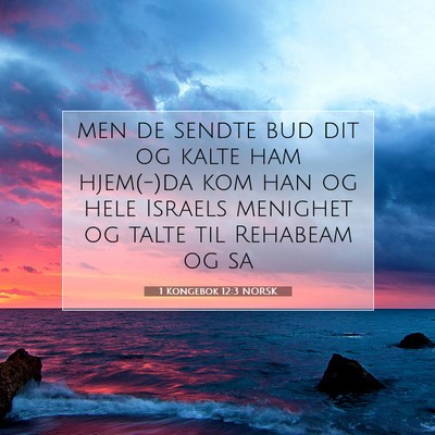 Picture 07 - 1 Kongebok 12:3 NORSK - men de sendte bud dit og kalte ham hjem(-)da kom - Bible Verse Picture