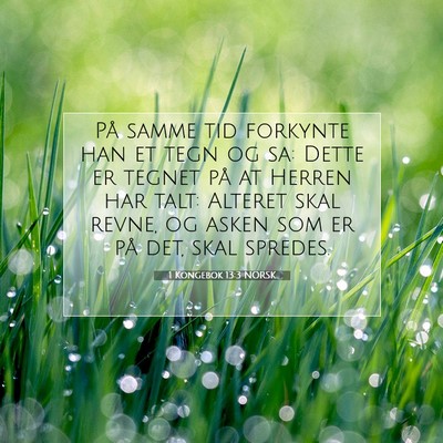 Picture 07 - 1 Kongebok 13:3 NORSK - På samme tid forkynte han et tegn og sa: Dette - Bible Verse Picture